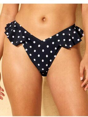 NEW Wild Fable Polka Dot Ruffle Low-Rise Ultra High Leg Extra Cheeky Bikini Bott